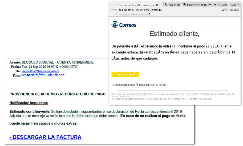 Ejemplos de emails falsos
